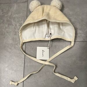 Briar Baby Bonnet Cozy Cream with Pom-Poms